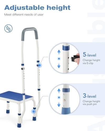 GreenChief Medical Step Stool with Handle for Adults, Metal Foot Stool with Handrail for Bedside, Kitchen, Truck, Bathroom (Heavy Duty 500 Lbs Support) - Lot 1157