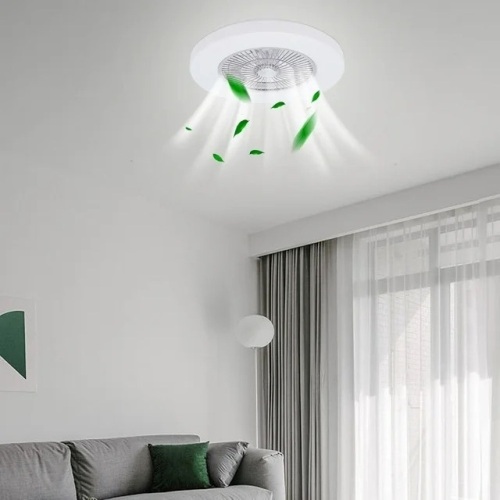 Ceiling Fan with Light Hidden Enclosed Low Profile LED Chandelier - Lot 1116