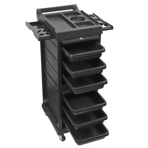Salon Beauty Rolling Trolley Cart, 3FT Hair Salon Storage Cabinet Barber Organizer Tool Multi Drawers Rolling Cart Free Standing Furniture with 4 Universal Wheels Hair Salon Supplies (Black) - Lot 1120