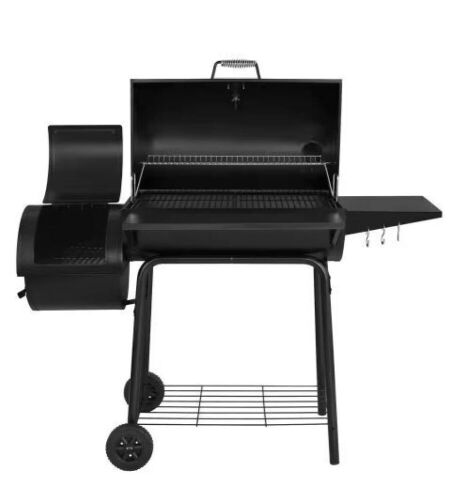 Royal Gourmet Charcoal Grill with Offset Smoker and Side Table in Black - Lot 19