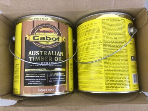 Case of (4) Cabot Australian Timber Oil, Honey Teak, One Gallon  - Lot 50