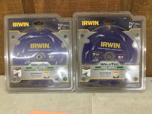 Lot of (2) Irwin 7-1/4" 6T Weldtec Fiber Cement Saw Blade  - Lot 443