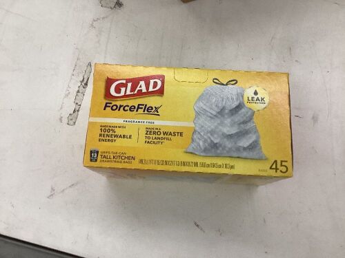 Case of (6) Glad ForceFlex Tall Kitchen Drawstring Trash Bags, 45 ct - Lot 492