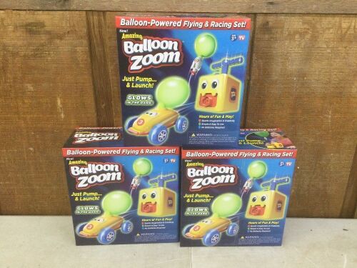 Lot of (3) Balloon Zoom Balloon-Powered Flying & Racing Set  - Lot 513