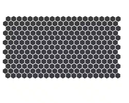 Daltile Keystones Unglazed Black 12 in. x 24 in. x 6 mm Porcelain Hexagon Mosaic Floor and Wall Tile (21 sq. ft. / case) - Lot 643