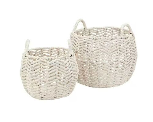 StyleWell Ivory Round Water Hyacinth Decorative Basket with Handles, Set of 2 - Lot 653
