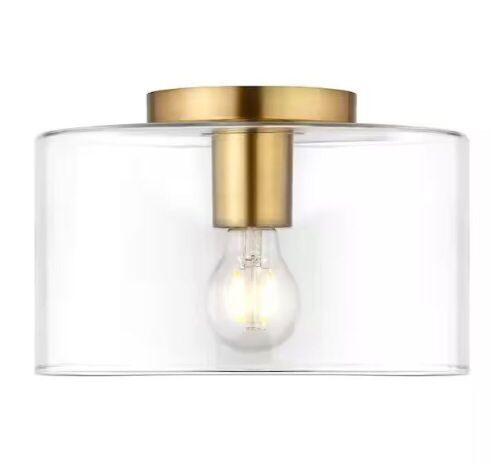 Henri 10 in. Brass Flush Mount with Glass Shade  - Lot 693