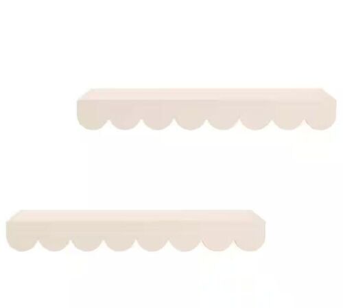 Scalloped White Wood Floating Wall Shelves, Set of 2  - Lot 733