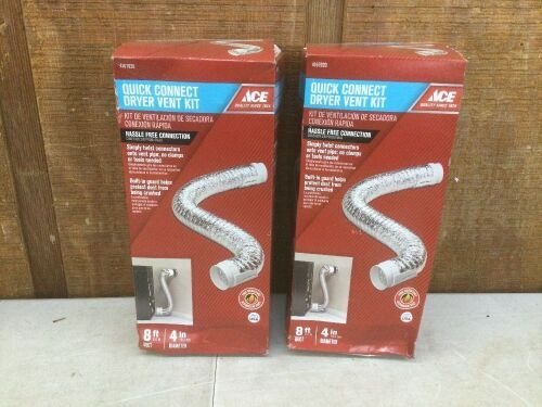 Lot of (2) Ace 8' x 4" Quick Connect Dryer Vent Kit  - Lot 760