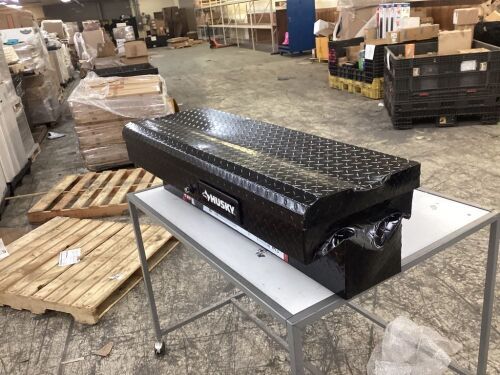Husky 46.8 in. Matte Black Aluminum Lo-Side Side Mount Truck Tool Box - Dented - Lot 593