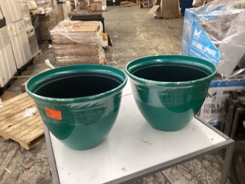 Lot of (2) Green Planter Pots  - Lot 603