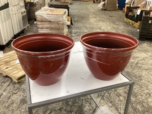 Lot of (2) Red Planter Pots - Lot 722