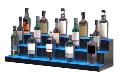 VEVOR LED Tiers Illuminated Home Bar Shelf 40 in. Acrylic Wine Racks - Lot 190