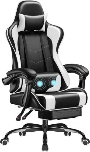 Homall Gaming Chair with Footrest and Massage Lumbar Support - Lot 508