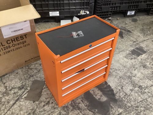 5 Drawer Orange Tool Chest - Dented - Lot 242