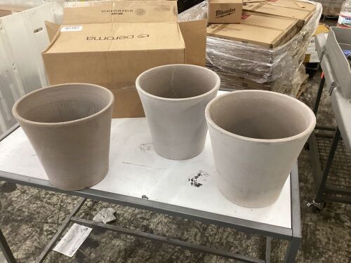 Lot of (3) Deroma Terra Cotta Clay Planter, Tapered, Chocolate, 12-in. - Lot 474