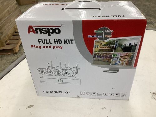 Anspo 4 Channel Full HD Wifi Security Camera Kit  - Lot 557