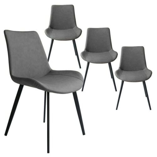 Grey PU Leather Dining Chairs, Set of 4  - Lot 307