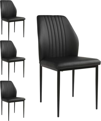 Faux Leather Modern Dining Chairs, Set of 4  - Lot 297