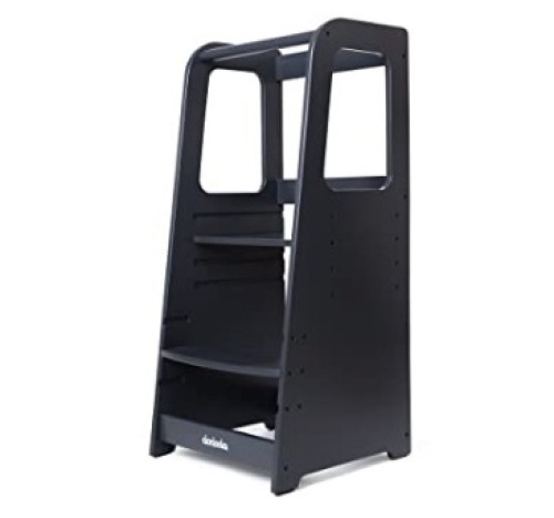 Kids Step Stool with Safety Rail - Adjustable Montessori Step Stool for Kids - Toddler Learning Tower with Protection - Kitchen Toddler Step Stool - Graphite - Lot 225