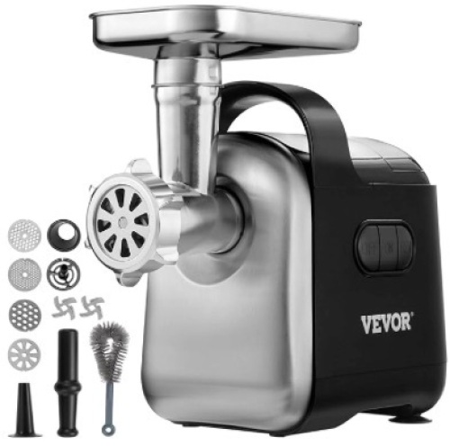 Electric Meat Grinder, 6.6 Lb/Min, 550W Industrial Meat Mincer with 2 Blade, 3 Grinding Plates, Sausage Maker & Kubbe Kit ABS + Stainless Steel Commercial Meat Grinder, ETL Listed - Lot 192