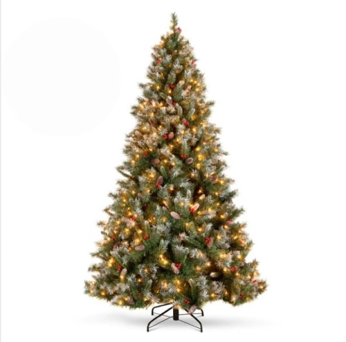 6' Pre-Lit Christmas Pine Tree w/ Pine Cones, Flocked Branch Tips, Berries $199.99 - Lot 636