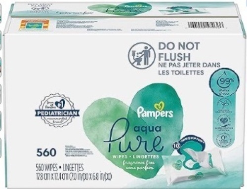Pampers Aqua Pure Sensitive Baby Wipes 10X Pop-Top 560 Count - Lot 640