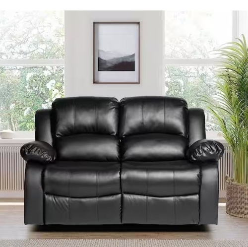 Bianca 62.5 in. W Faux Leather Rectangle Double Reclining Loveseat in Black $762.19 - Lot 12