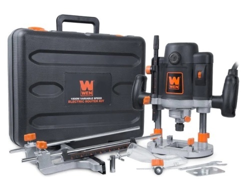 WEN RT6033 15-Amp Variable Speed Plunge Woodworking Router Kit with Carrying Case and Edge Guide - Lot 250