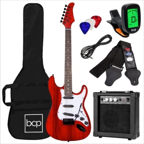 Beginner Electric Guitar Kit w/ Case, 10W Amp, Tremolo Bar - 39in $229.99 - Lot 350B