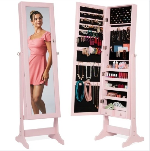Full Length Freestanding Jewelry Mirror Armoire w/ Velvet Interior $179.99 - Lot 31