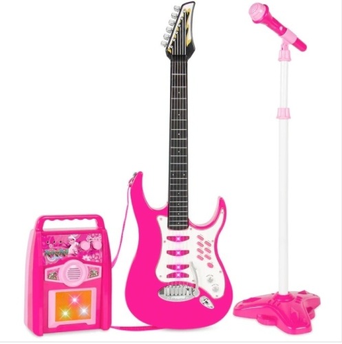 Kids Electric Guitar Toy Play Set w/ 6 Songs, Microphone, Amp $139.99 - Lot 363