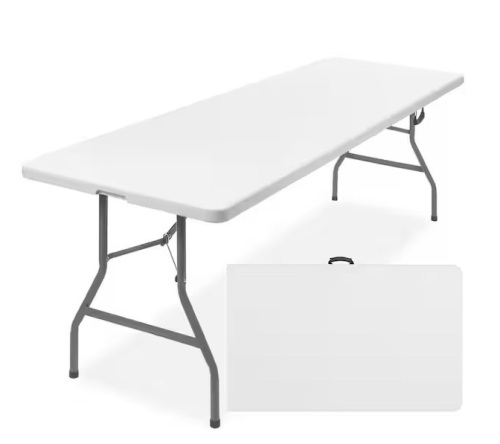 8 ft. Plastic Folding Picnic Table, Indoor Outdoor Heavy-Duty Portable with Handle, Lock $159.99 - Lot 33