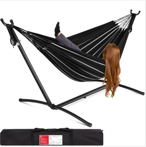 2-Person Brazilian-Style Double Hammock w/ Carrying Bag and Steel Stand $149.99 - Lot 34