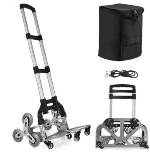 Stair Climbing Hand Truck,Heavy-Duty Hand Cart with Telescoping Handle, 165 LBLoad Capacity,6-Wheel Folding Cart for Moving and Office Use - Lot 262