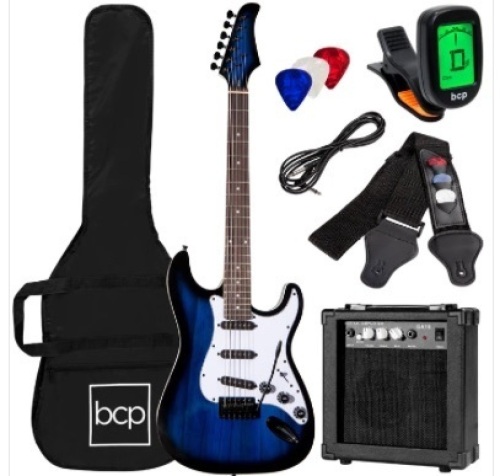 Beginner Electric Guitar Kit w/ Case, 10W Amp, Tremolo Bar - 39in - Lot 268