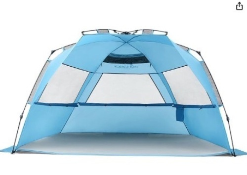 Pacific Breeze Easy Setup Beach Tent Deluxe XL, SPF 50+ Pop Up Beach Tent Provides Shade from The Sun for 4+ People - Lot 272