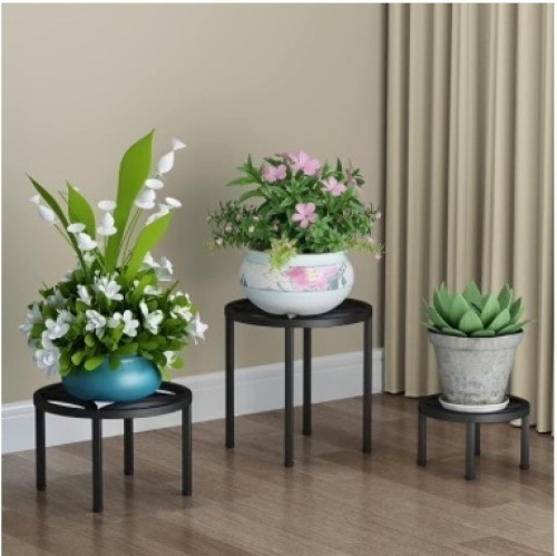 Set of 3 Metal Plant Stand for Heavy Potted Plant - Lot 291