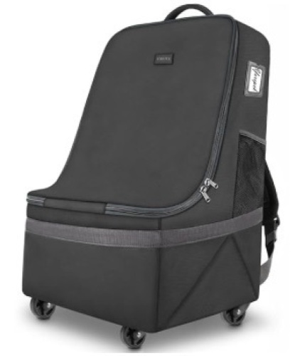 Car Seat Travel Bag with Wheels, Padded Backpack, Large Durable Carseat Travel Bag for Airplane, Airport Gate Check Bag, Cover Bag with Padded Shoulder Strap, Gift for New Parents - Lot 293