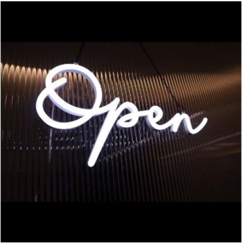 Open Sign for Business Neon Open Sign for Office Open Sign Led for Bar Shop Store Restaurant LED Open Sign w/12V Power Adapter Open Neon Sign w/Remote Controller 8 LED Lighting Modes 20"x9"(White) - Lot 294