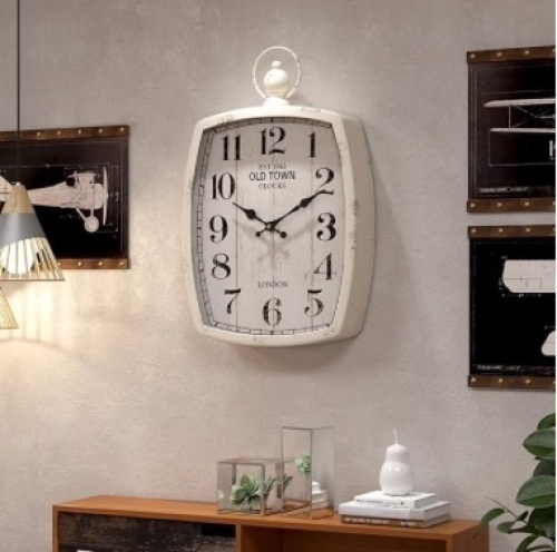 Rectangle Retro Large Wall Clock, Old-Fashioned Vintage Design - Lot 295