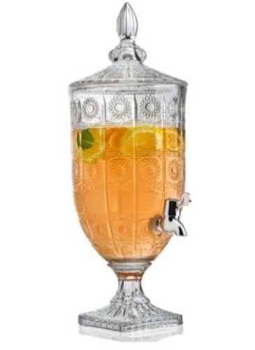 .3 Gallon Glass Drink Dispensers For Parties Glass Beverage Dispenser with Spigot for Party Bar Wedding Crystal Collection Dispenser Decor Wide Mouth with Lid Iced Beverage Dispensers - Lot 302