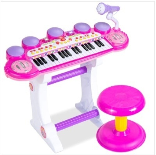 37-Key Kids Electric Keyboard w/ Microphone, Stool - Lot 303