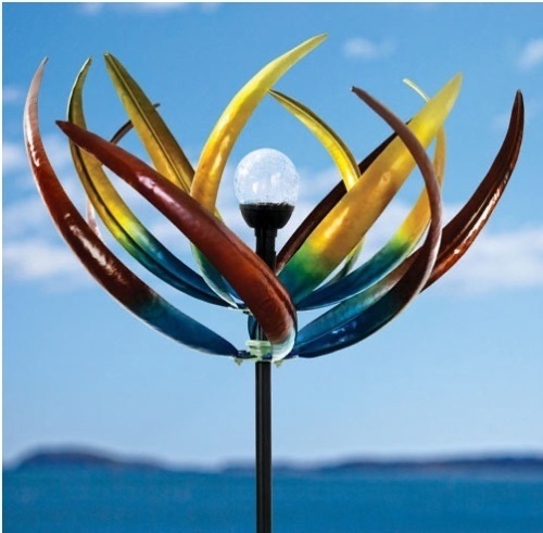 Solar Multi-Color Tulip Wind Spinner - Lot 306