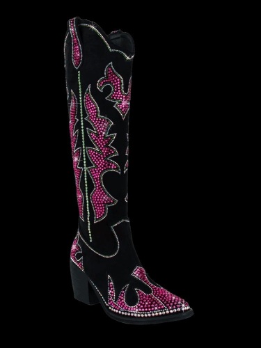 WetKiss Rhinestones Knee-High Cowgirl Boots 8.5 Womens Shoes - Lot 664