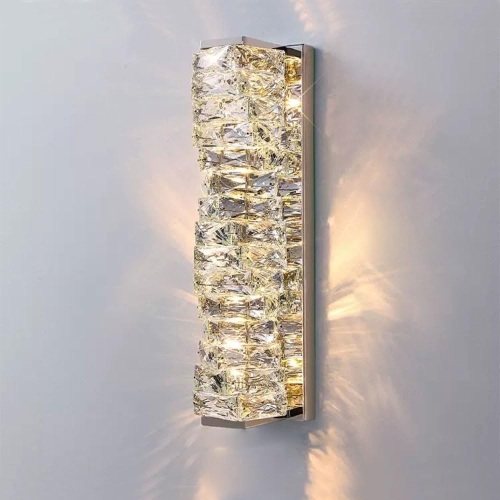 Pobllem Crystal Wall Sconces Silver Adjustable Color Temperature LED Crystal Glass Wall Sconce Lighting Contemporary Indoor Wall Light Fixtures for Bedroom Living Room Hallway Entryway - Lot 1204