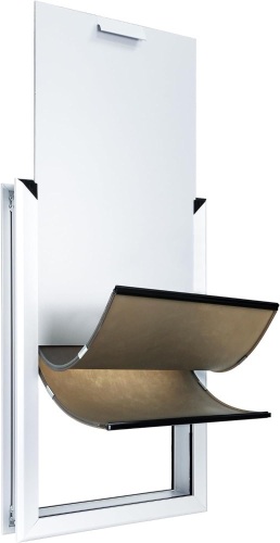 HANIML Heavy Duty Aluminum Dog Door for Medium Dogs Double Flaps Dog Door with Magnets, Pet Door for Exterior Door - Extreme Weather Energy Efficient with Slide-in Closing Panel Lockable with Handle - Lot 1217