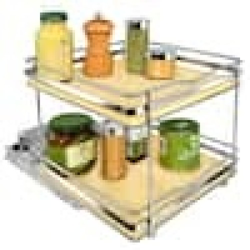 LYNK PROFESSIONAL Elite Pull Out Spice Rack Organizer for Cabinet,10-1/4 in. Wide, Double, Wood-Chrome - Lot 1219
