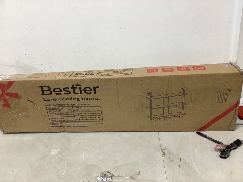 Bestier 41.5" Floating Pipe Shelving Kitchen Shelves Wall Mounted 3 Tier Ladder Shelf Hanging with Circular Tube Display Bookshelf Storage for Living Room Kitchen Balcony - Lot 1221