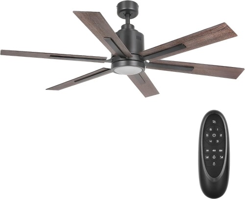 60 Inch DC Motor Farmhouse Ceiling Fan with Lights Remote Control, Reversible Motor and Blades, ETL Listed Industrial Indoor Ceiling Fans for Kitchen, Bedroom, Living Room, Basement - Lot 1236